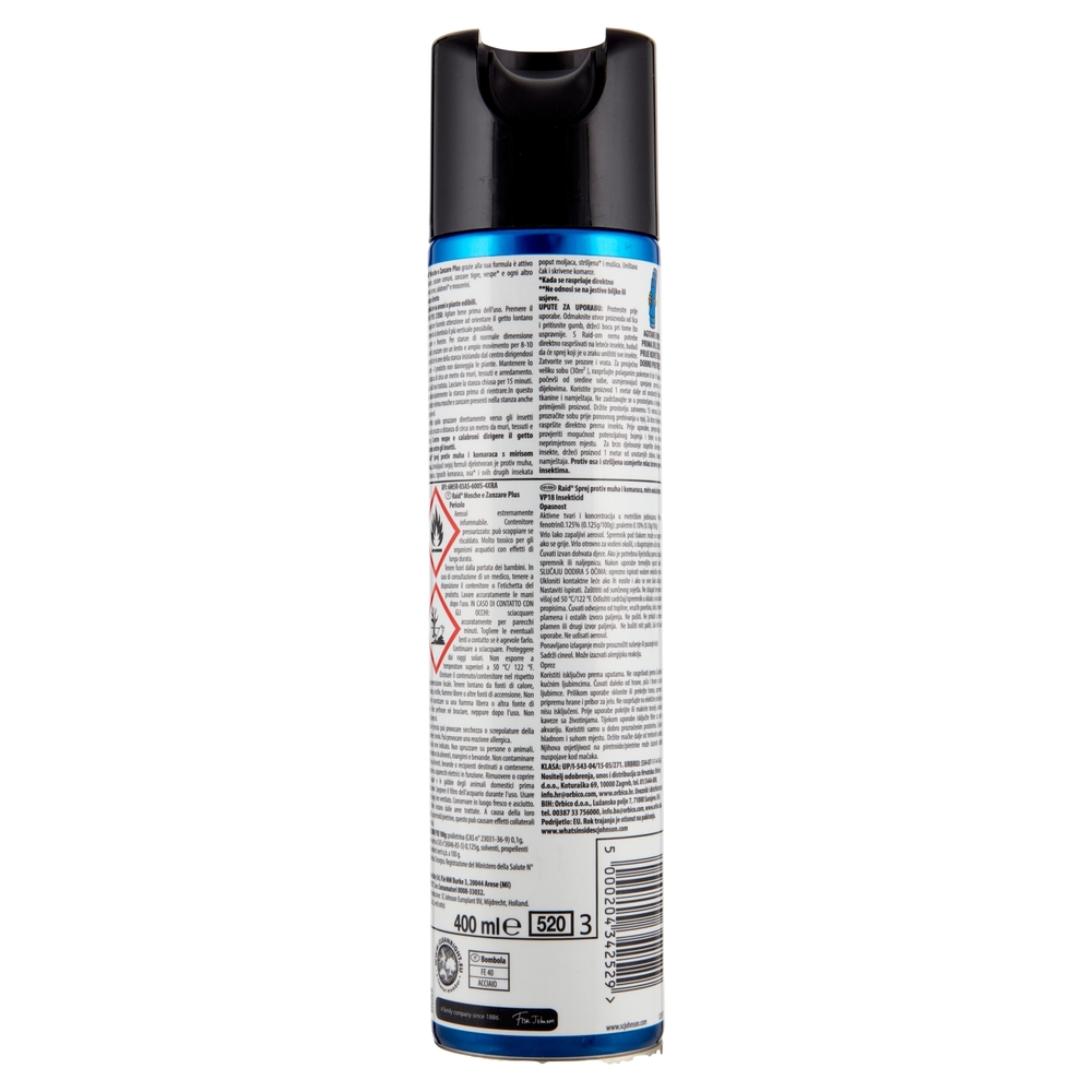 Raid Mosche e Zanzare Spray Eucalipto Insetticida, Antizanzare e Antimosche, Azione rapida, 400 ml